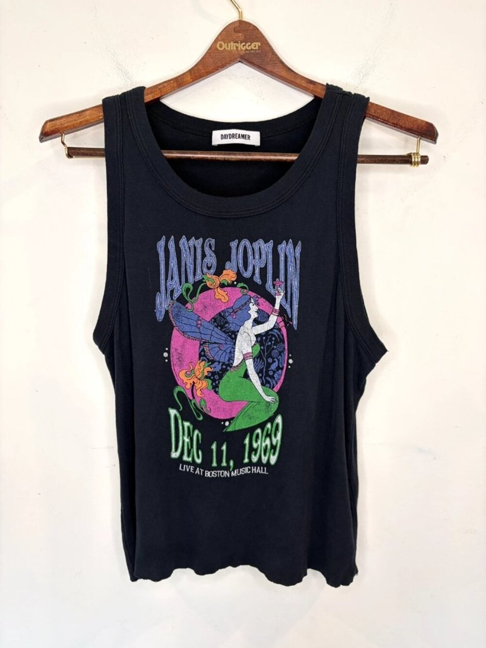 Daydreamer Janis Joplin Cutoff Tank Top Sz XL Black Live at Boston Music Hall - Picture 5 of 11